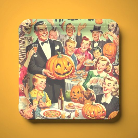 Illustration des Vintagen Halloween-Party Pappteller