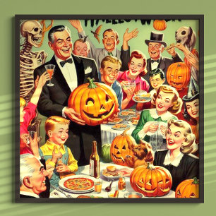 Illustration des Vintagen Halloween-Party Poster