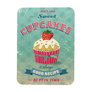 Illustration des Vintagen Kuchenzeichens Magnet