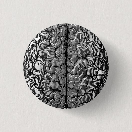 Illustration des Vintagen menschlichen Gehirns Button (Vorderseite)