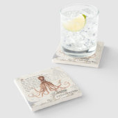 Illustration des Vintagen Oktopus 🐙 Steinuntersetzer (Seitenansicht)