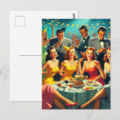 Illustration des Vintagen Party Postkarte (Vorne/Hinten)