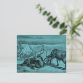 Illustration des Vintagen Reindeers Postkarte (Stehend Vorderseite)