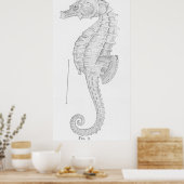 Illustration des Vintagen Seepferds (1907) Poster (Küche)