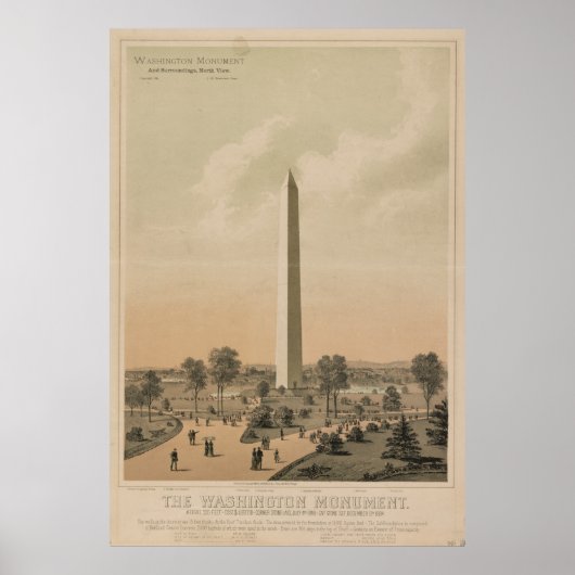 Illustration des Vintagen Washington-Denkmals (188 Poster (Vorne)