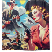 Illustration des Vintagen Westerns Duschvorhang (Vorderseite)