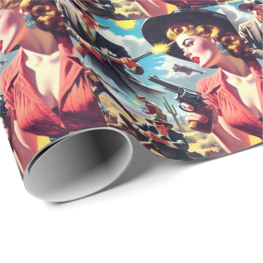 Illustration des Vintagen Westerns Geschenkpapier (Rolleneckpunkt)