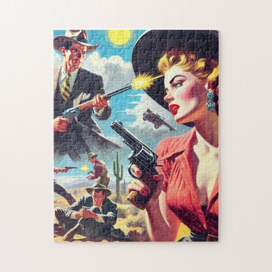 Illustration des Vintagen Westerns Puzzle (Vertikal)