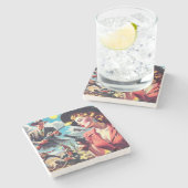 Illustration des Vintagen Westerns Steinuntersetzer (Seitenansicht)