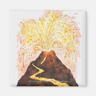 Illustration des Vulkans ausbrechend Magnet