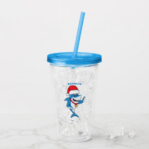 Illustration des Weihnachtshais-Cartoon Acryltrinkbecher