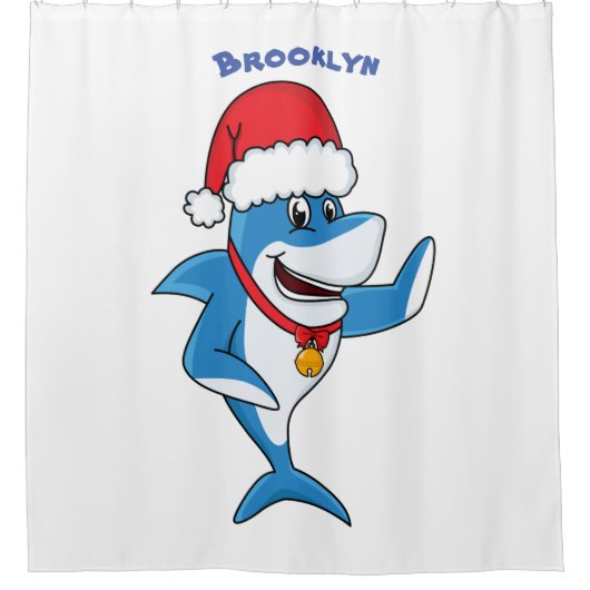 Illustration des Weihnachtshais-Cartoon Duschvorhang (Vorderseite)