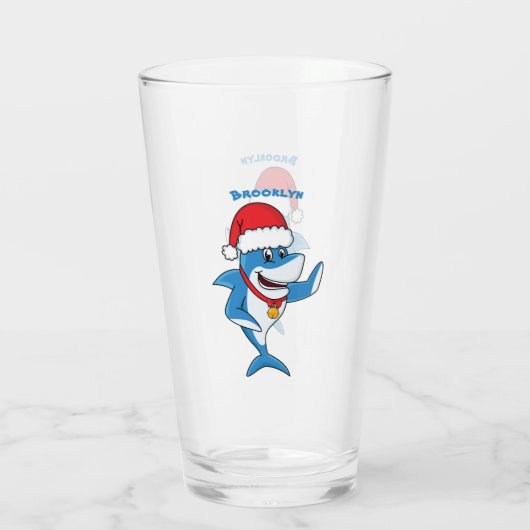 Illustration des Weihnachtshais-Cartoon Glas (Rückseite)