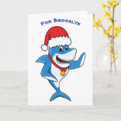 Illustration des Weihnachtshais-Cartoon Karte (Gelbe Blume)