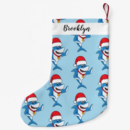 Illustration des Weihnachtshais-Cartoon Kleiner Weihnachtsstrumpf (Rückseite)