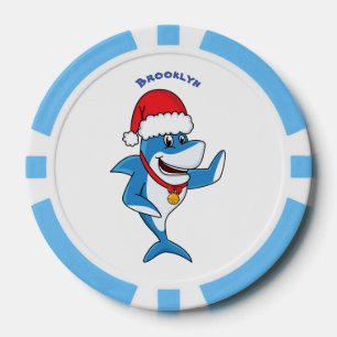 Illustration des Weihnachtshais-Cartoon Pokerchips