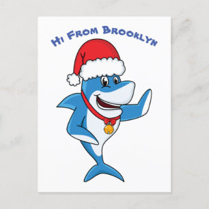 Illustration des Weihnachtshais-Cartoon Postkarte