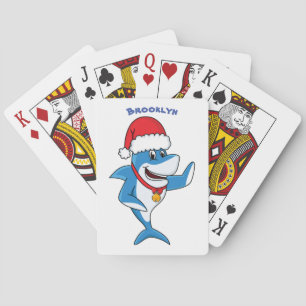 Illustration des Weihnachtshais-Cartoon Spielkarten