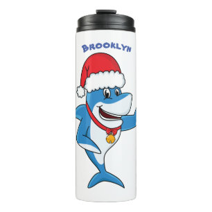 Illustration des Weihnachtshais-Cartoon Thermosbecher