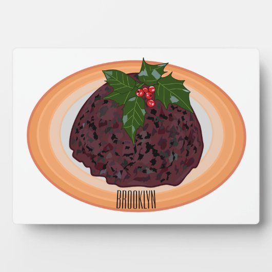Illustration des Weihnachtspudding-Cartoon Fotoplatte (Vorderseite)