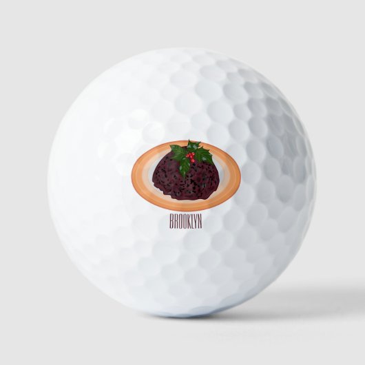 Illustration des Weihnachtspudding-Cartoon Golfball (Vorderseite)