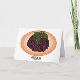 Illustration des Weihnachtspudding-Cartoon Karte