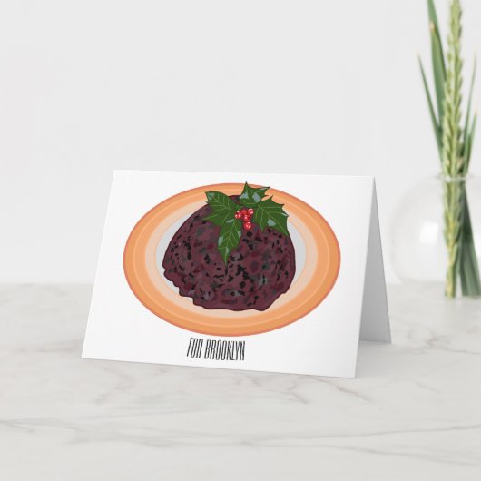 Illustration des Weihnachtspudding-Cartoon Karte (Vorderseite)