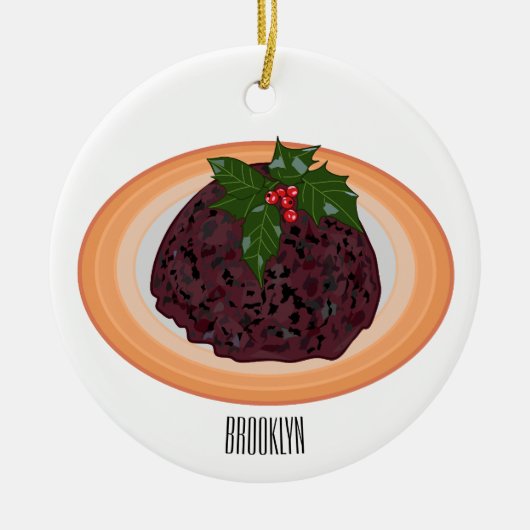 Illustration des Weihnachtspudding-Cartoon Keramik Ornament (Vorne)
