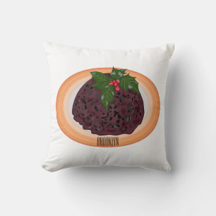 Illustration des Weihnachtspudding-Cartoon Kissen