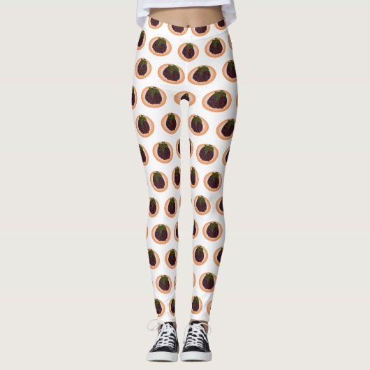 Illustration des Weihnachtspudding-Cartoon Leggings (Vorderseite)