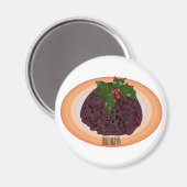 Illustration des Weihnachtspudding-Cartoon Magnet (Vorderseite/Rückseite)