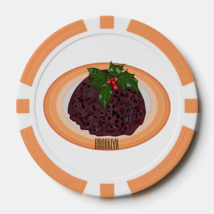 Illustration des Weihnachtspudding-Cartoon Pokerchips