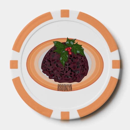 Illustration des Weihnachtspudding-Cartoon Pokerchips (Vorderseite)
