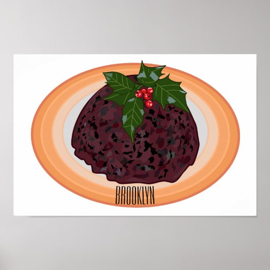 Illustration des Weihnachtspudding-Cartoon Poster (Vorne)