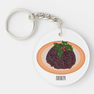 Illustration des Weihnachtspudding-Cartoon Schlüsselanhänger