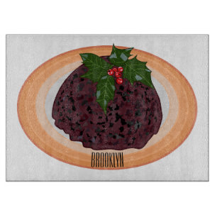 Illustration des Weihnachtspudding-Cartoon Schneidebrett