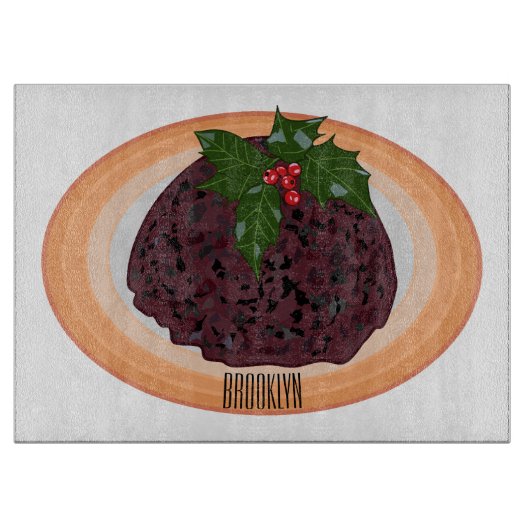 Illustration des Weihnachtspudding-Cartoon Schneidebrett (Vorderseite)
