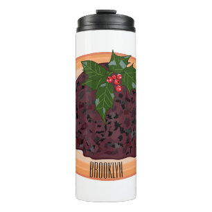 Illustration des Weihnachtspudding-Cartoon Thermosbecher