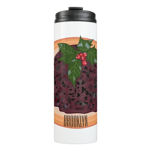 Illustration des Weihnachtspudding-Cartoon Thermosbecher (Vorderseite)