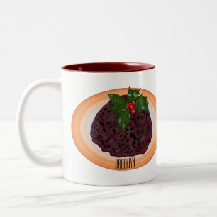 Illustration des Weihnachtspudding-Cartoon Zweifarbige Tasse