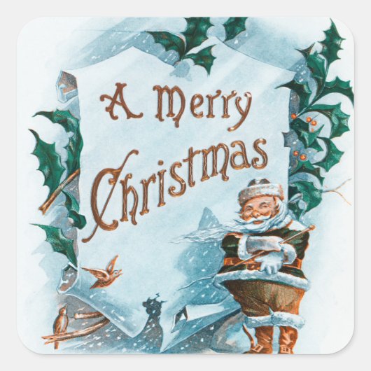 Illustration des Weihnachtsurlaubs Quadratischer Aufkleber (Vorderseite)