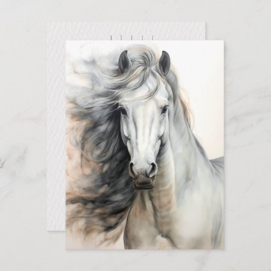 Illustration des Weißen Pferdes Postüberqueren Postkarte (Vorne/Hinten)