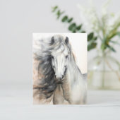 Illustration des Weißen Pferdes Postüberqueren Postkarte (Stehend Vorderseite)