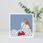 Illustration des weißen weiblichen Blumenkleides Einladung (Stehend Vorderseite)