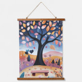 Illustration des Whimsikschen Herbstbaums Wandteppich Mit Holzrahmen (Vorderseite)