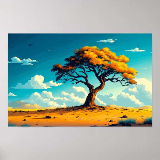 Illustration des Wüstenbaums Wasserfarbe Zeichnend Poster (Vorne)