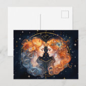 Illustration des Zodiakzeichens Gemini Postkarte (Vorne/Hinten)