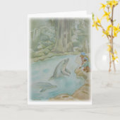 ILLUSTRATION — "Dolphin" Gruß Karte (Gelbe Blume)