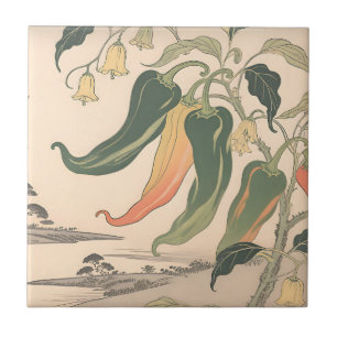 Illustration einer alten Chili-Pfeffer Fliese