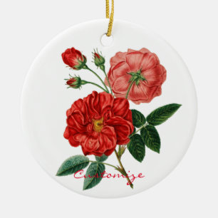 Illustration einer alten roten Rose Thunder_Cove Keramik Ornament